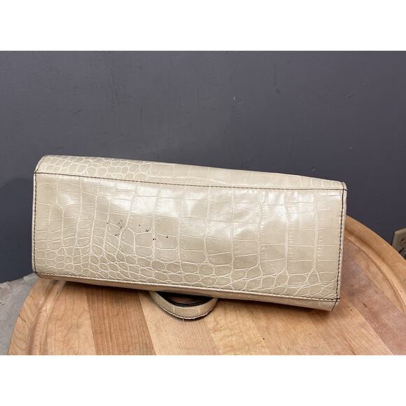 Anne Klein Coast Is Clear Purse Shoulderbag Tote Handbag Tan Cream Gold Chain - Picture 10 of 12